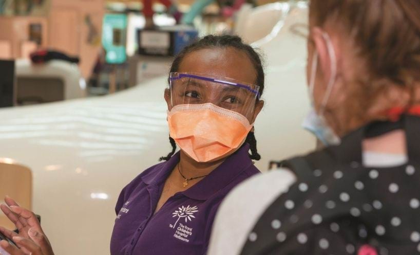Nurse wearing PPE in hospital setting Nurse wearing PPE in hospital setting