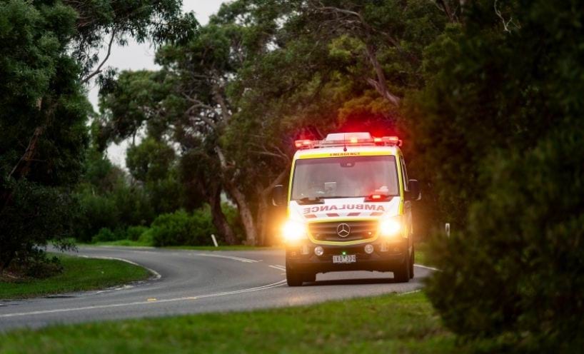 Ambulance on regional road Ambulance on regional road
